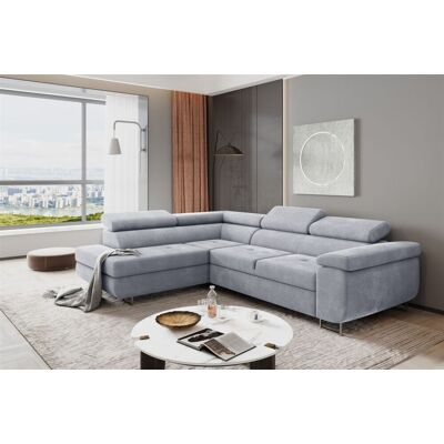 Fun Moebel Ecksofa Sofa JADE Stoff Paros Hellgrau mit Schlaffunktion Ottomane Links Fun Moebel Ecksofa Sofa JADE Stoff Paros Hellgrau mit Schlaffunktion Ottomane Links