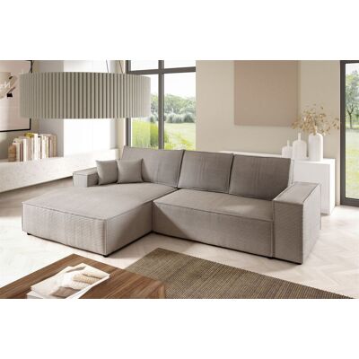 Fun Möbel Ecksofa Schlafsofa CORUNIA Stoff Poso Hellbraun Ottomane Links Fun Möbel Ecksofa Schlafsofa CORUNIA Stoff Poso Hellbraun Ottomane Links