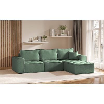 Fun Möbel Ecksofa Modulsofa 3-teilig SANDE Stoff Raven Flaschengrün Ottomane Rechts Fun Möbel Ecksofa Modulsofa 3-teilig SANDE Stoff Raven Flaschengrün Ottomane Rechts