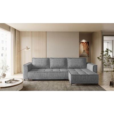 Fun Möbel Ecksofa Schlafsofa Sofa JUNA Stoff Terra Grau Ottomane Rechts Fun Möbel Ecksofa Schlafsofa Sofa JUNA Stoff Terra Grau Ottomane Rechts
