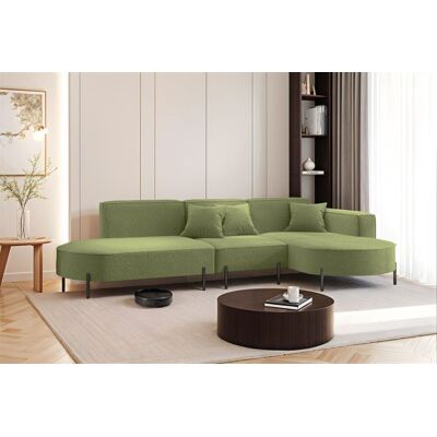 Fun Moebel Ecksofa Designersofa VALENCIA in Stoff Quelle Hellgrün Ottomane Rechts Fun Moebel Ecksofa Designersofa VALENCIA in Stoff Quelle Hellgrün Ottomane Rechts
