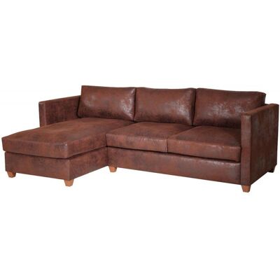 Fun-Möbel Ecksofa FABIO L-Form Vintage Braun Ottomane Links Fun-Möbel Ecksofa FABIO L-Form Vintage Braun Ottomane Links