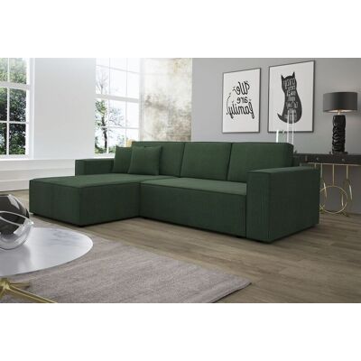 Fun Moebel Ecksofa Schlafsofa Sofa CONOR Stoff Dunkelgrün Ottomane Links Fun Moebel Ecksofa Schlafsofa Sofa CONOR Stoff Dunkelgrün Ottomane Links
