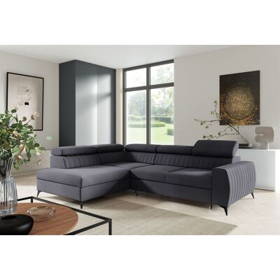 Fun Moebel Ecksofa Schlafsofa Sofa TORONTO Stoff Element Graphit Ottomane Links Fun Moebel Ecksofa Schlafsofa Sofa TORONTO Stoff Element Graphit Ottomane Links
