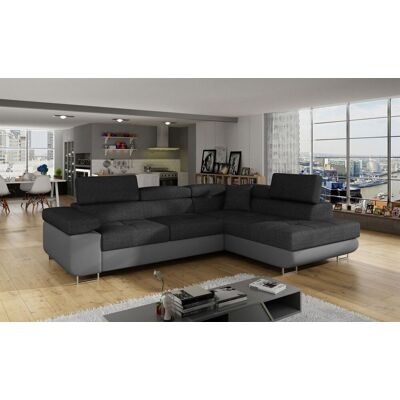 Fun Moebel Ecksofa Schlafsofa SARRA Stoff Soft- Inari Grau-Dunkelgrau Ottomane Rechts Fun Moebel Ecksofa Schlafsofa SARRA Stoff Soft- Inari Grau-Dunkelgrau Ottomane Rechts