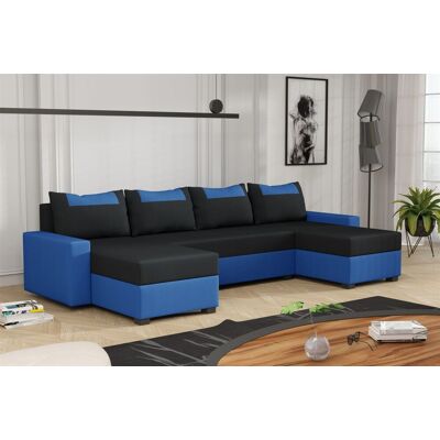 Fun Möbel Wohnlandschaft Schlafsofa Sofa HEDVIG Stoff Manila Blau- Schwarz Fun Möbel Wohnlandschaft Schlafsofa Sofa HEDVIG Stoff Manila Blau- Schwarz