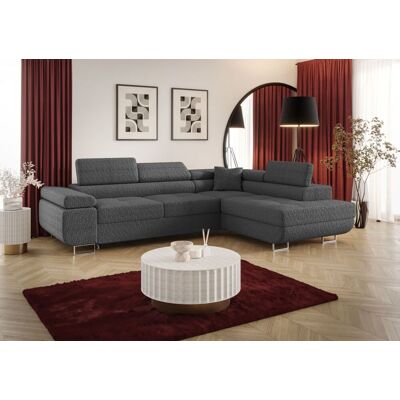 Fun Möbel Ecksofa Schlafsofa Sofa MONARO Stoff Quelle Dunkelgrau Ottomane Rechts Fun Möbel Ecksofa Schlafsofa Sofa MONARO Stoff Quelle Dunkelgrau Ottomane Rechts