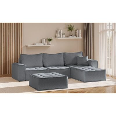 Fun Möbel Ecksofa Modulsofa 4-teilig SANDE Stoff Alpine Anthrazit Ottomane Rechts Fun Möbel Ecksofa Modulsofa 4-teilig SANDE Stoff Alpine Anthrazit Ottomane Rechts
