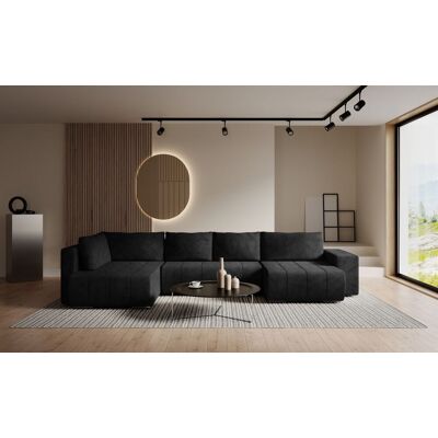Fun Möbel Wohnlandschaft Schlafsofa ARMANDA in Stoff Blur Schwarz langer Schenkel Links Fun Möbel Wohnlandschaft Schlafsofa ARMANDA in Stoff Blur Schwarz langer Schenkel Links