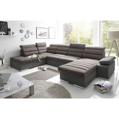 Fun Moebel Couchgarnitur PASCARA U-Form mit Schlaffunktion-Schwarz /Otto.. Rechts Fun Moebel Couchgarnitur PASCARA U-Form mit Schlaffunktion-Schwarz /Otto.. Rechts