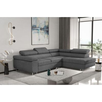 Fun Moebel Ecksofa Sofa JADE Stoff Ascot Graphit mit Schlaffunktion Ottomane Rechts Fun Moebel Ecksofa Sofa JADE Stoff Ascot Graphit mit Schlaffunktion Ottomane Rechts