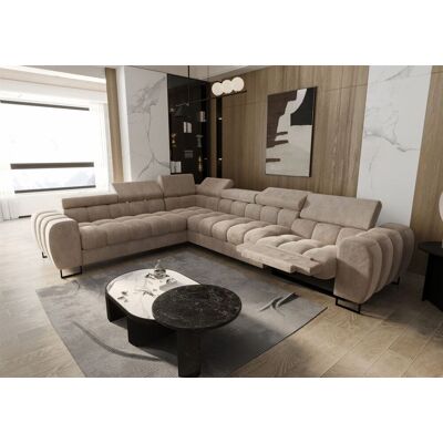 Fun Moebel Ecksofa Schlafsofa BASTIEN RELAX in Stoff Terra Beige Ottomane Links Fun Moebel Ecksofa Schlafsofa BASTIEN RELAX in Stoff Terra Beige Ottomane Links