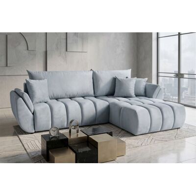 Fun Möbel Ecksofa Schlafsofa Sofa COLLIN in Stoff Monolith Hellgrau Ottomane Rechts Fun Möbel Ecksofa Schlafsofa Sofa COLLIN in Stoff Monolith Hellgrau Ottomane Rechts