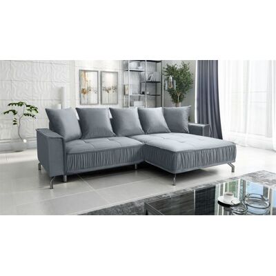 Fun Möbel Ecksofa Schlafsofa Sofa FLORENCE Stoff Element Grau Ottomane Rechts Fun Möbel Ecksofa Schlafsofa Sofa FLORENCE Stoff Element Grau Ottomane Rechts