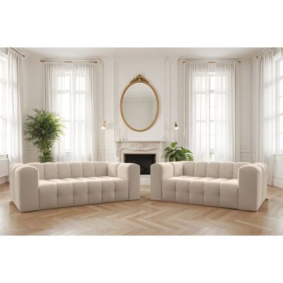 Fun Möbel Sofaset Designersofa SOLVIE 3-4 in Stoff Tiffani Beige Fun Möbel Sofaset Designersofa SOLVIE 3-4 in Stoff Tiffani Beige