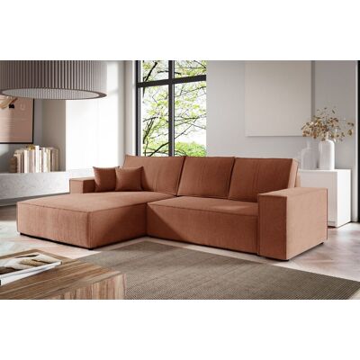 Fun Möbel Ecksofa Schlafsofa CORUNIA Stoff Aragon Orange Ottomane Links Fun Möbel Ecksofa Schlafsofa CORUNIA Stoff Aragon Orange Ottomane Links