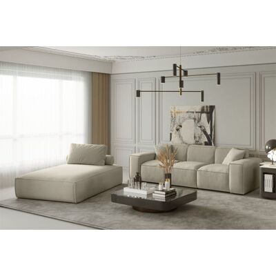 Fun Moebel Sofa Set 2-teilig Sezlong und Sofa 3-Sitzer CELES in Stoff Opera Velvet Beige Fun Moebel Sofa Set 2-teilig Sezlong und Sofa 3-Sitzer CELES in Stoff Opera Velvet Beige