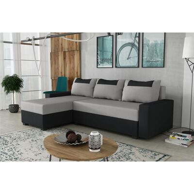 Fun Möbel Ecksofa Schlafsofa Sofa HEDVIG LUX Manila Schwarz- Hellgrau Ottomane Links Fun Möbel Ecksofa Schlafsofa Sofa HEDVIG LUX Manila Schwarz- Hellgrau Ottomane Links
