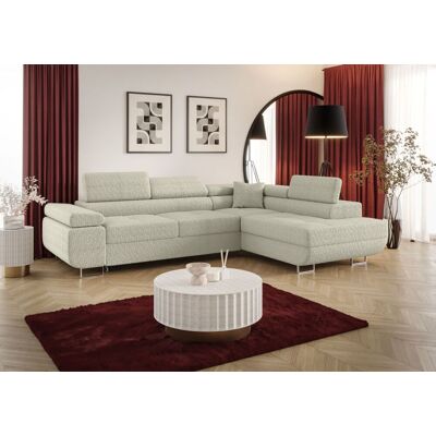 Fun Möbel Ecksofa Schlafsofa Sofa MONARO Stoff Quelle Ecru Ottomane Rechts Fun Möbel Ecksofa Schlafsofa Sofa MONARO Stoff Quelle Ecru Ottomane Rechts