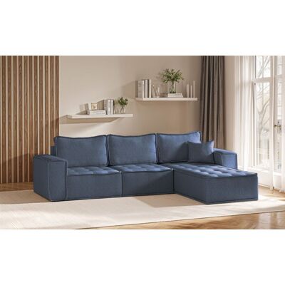 Fun Möbel Ecksofa Modulsofa 3-teilig SANDE Stoff Raven Blau Ottomane Rechts Fun Möbel Ecksofa Modulsofa 3-teilig SANDE Stoff Raven Blau Ottomane Rechts