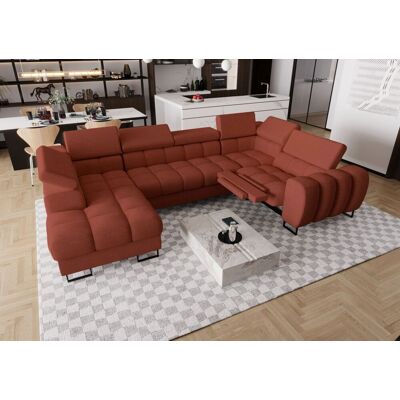 Fun Moebel Wohnlandschaft Schlafsofa BASTIEN RELAX in Stoff Moly Ziegelrot Ottomane Links Fun Moebel Wohnlandschaft Schlafsofa BASTIEN RELAX in Stoff Moly Ziegelrot Ottomane Links