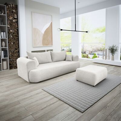 Fun Möbel Sofa Schlafsofa 3-Sitzer ANIKE inkl. Polsterhocker in Stoff Now or Never Creme Fun Möbel Sofa Schlafsofa 3-Sitzer ANIKE inkl. Polsterhocker in Stoff Now or Never Creme