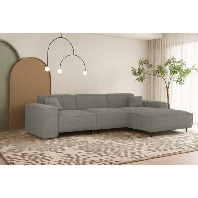 Fun Möbel Ecksofa Designersofa GLORIA in Stoff Scala Grau Ottomane Rechts Fun Möbel Ecksofa Designersofa GLORIA in Stoff Scala Grau Ottomane Rechts
