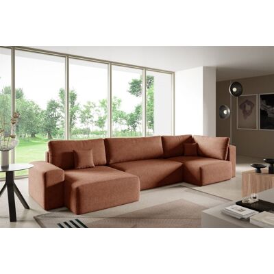 Fun Möbel Wohnlandschaft mit Schlaffunktion ARONA XL Stoff Centaur Rostbraun Ottomane L... Fun Möbel Wohnlandschaft mit Schlaffunktion ARONA XL Stoff Centaur Rostbraun Ottomane L...