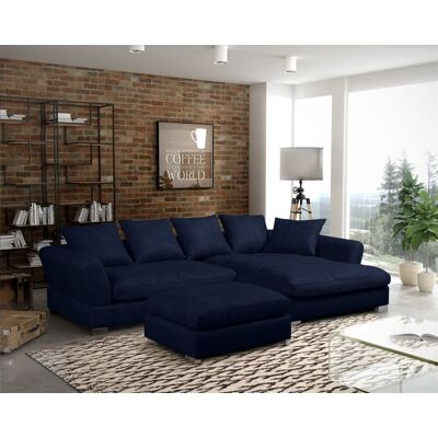 Fun Möbel Ecksofa TIZIAN inkl. Polsterhocker in Stoff Salvador Dunkelblau Ottomane Rechts Fun Möbel Ecksofa TIZIAN inkl. Polsterhocker in Stoff Salvador Dunkelblau Ottomane Rechts