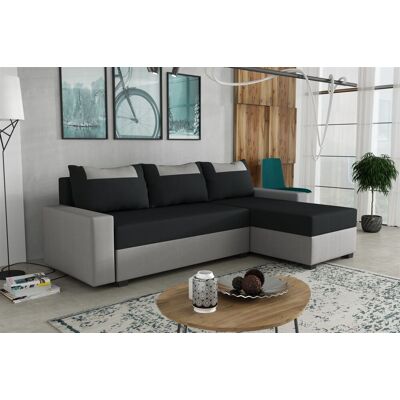 Fun Möbel Ecksofa Schlafsofa Sofa HEDVIG LUX Manila Hellgrau- Schwarz Ottomane Rechts Fun Möbel Ecksofa Schlafsofa Sofa HEDVIG LUX Manila Hellgrau- Schwarz Ottomane Rechts