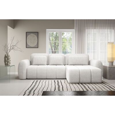 Fun Möbel Ecksofa Schlafsofa Sofa CARIA in Stoff Quelle Weiss Ottomane Rechts Fun Möbel Ecksofa Schlafsofa Sofa CARIA in Stoff Quelle Weiss Ottomane Rechts