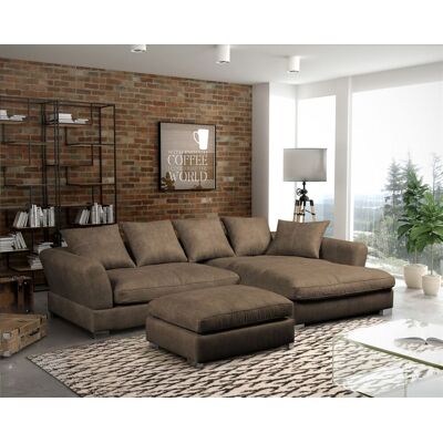 Fun Moebel Ecksofa Sofa TIZIAN inkl. Hocker in Stoff Preston Braun Ottomane Rechts Fun Moebel Ecksofa Sofa TIZIAN inkl. Hocker in Stoff Preston Braun Ottomane Rechts