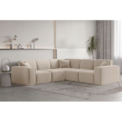 Fun Moebel Ecksofa Designersofa CELES PREMIUM in Stoff Opera Velvet Sand Seite Universal Fun Moebel Ecksofa Designersofa CELES PREMIUM in Stoff Opera Velvet Sand Seite Universal