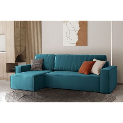 Fun Moebel Ecksofa Schlafsofa Sofa MARIS Stoff Ozeanblau Ottomane Links Fun Moebel Ecksofa Schlafsofa Sofa MARIS Stoff Ozeanblau Ottomane Links