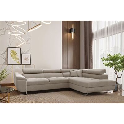 Fun Möbel Ecksofa Schlafsofa Sofa CARMELO in Stoff Nova Hellgrau Ottomane Rechts Fun Möbel Ecksofa Schlafsofa Sofa CARMELO in Stoff Nova Hellgrau Ottomane Rechts