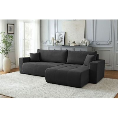 Fun Möbel Ecksofa Schlafsofa Sofa ARMARI in Stoff Wind Schwarz Ottomane Links Fun Möbel Ecksofa Schlafsofa Sofa ARMARI in Stoff Wind Schwarz Ottomane Links