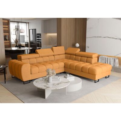 Fun Moebel Ecksofa Schlafsofa BASTIEN MAX in Stoff Moly Senfgelb Ottomane Rechts Fun Moebel Ecksofa Schlafsofa BASTIEN MAX in Stoff Moly Senfgelb Ottomane Rechts