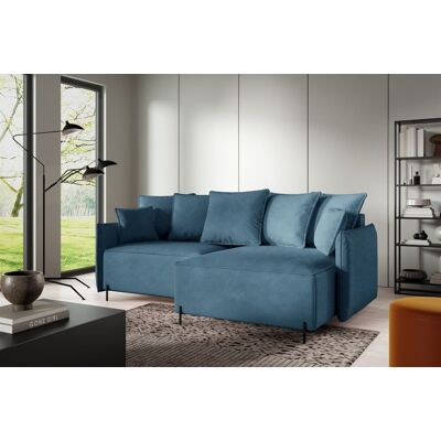 Fun Möbel Ecksofa Schlafsofa BETTO Stoff Now or Never Meeresblau Ottomane Rechts Fun Möbel Ecksofa Schlafsofa BETTO Stoff Now or Never Meeresblau Ottomane Rechts