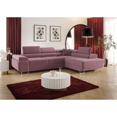 Fun Möbel Ecksofa Schlafsofa Sofa MONARO Stoff Poso Lila Ottomane Rechts Fun Möbel Ecksofa Schlafsofa Sofa MONARO Stoff Poso Lila Ottomane Rechts