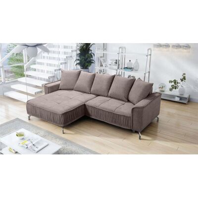Fun Möbel Ecksofa Schlafsofa Sofa FLORENCE Stoff Bubble Hellbraun Ottomane Links Fun Möbel Ecksofa Schlafsofa Sofa FLORENCE Stoff Bubble Hellbraun Ottomane Links
