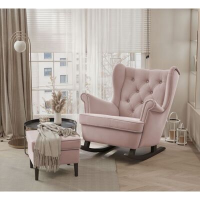 Fun Möbel Schaukelsessel Ohrensessel Sessel NINON inkl. Hocker in Stoff Trinity Puderrosa Fun Möbel Schaukelsessel Ohrensessel Sessel NINON inkl. Hocker in Stoff Trinity Puderrosa