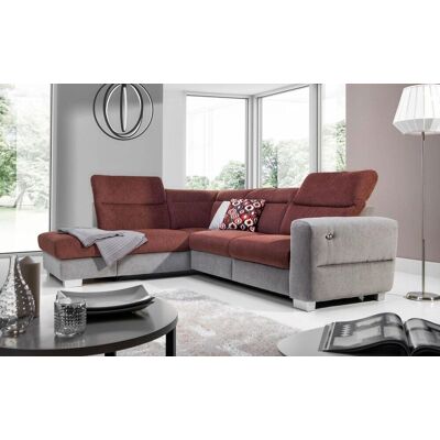 Fun Moebel Ecksofa Sofa RELAX Polyesterstoff Grau/ Braun Ottomane Links Fun Moebel Ecksofa Sofa RELAX Polyesterstoff Grau/ Braun Ottomane Links
