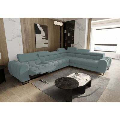 Fun Moebel Ecksofa Schlafsofa BASTIEN RELAX in Stoff Gemma Türkis Ottomane Rechts Fun Moebel Ecksofa Schlafsofa BASTIEN RELAX in Stoff Gemma Türkis Ottomane Rechts