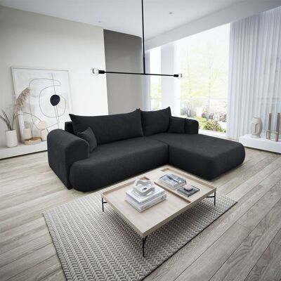 Fun Möbel Ecksofa Schlafsofa ANIKE Stoff Now or Never Schwarz Ottomane Rechts Fun Möbel Ecksofa Schlafsofa ANIKE Stoff Now or Never Schwarz Ottomane Rechts