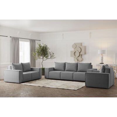 Fun Möbel Sofaset Designersofa ESTELLE 3-2-1 in Stoff Opera Velvet Grau Fun Möbel Sofaset Designersofa ESTELLE 3-2-1 in Stoff Opera Velvet Grau
