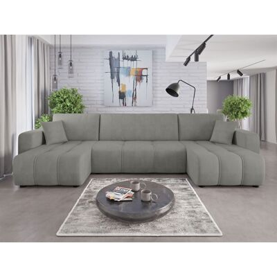 Fun Möbel Wohnlandschaft mit Schlaffunktion DAGNY Sofa U-Form in Stoff Cosmic Hellgrau Fun Möbel Wohnlandschaft mit Schlaffunktion DAGNY Sofa U-Form in Stoff Cosmic Hellgrau