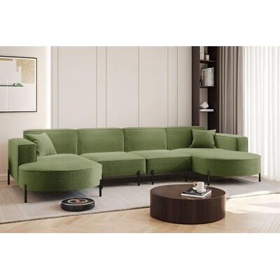 Fun Möbel Wohnlandschaft U-Form Sofa VALENCIA XL in Stoff Quelle Hellgrün Fun Möbel Wohnlandschaft U-Form Sofa VALENCIA XL in Stoff Quelle Hellgrün