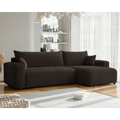 Fun Möbel Ecksofa mit Schlaffunktion LUNA MAX in Stoff Poso Dunkelbraun Ottomane Rechts Fun Möbel Ecksofa mit Schlaffunktion LUNA MAX in Stoff Poso Dunkelbraun Ottomane Rechts