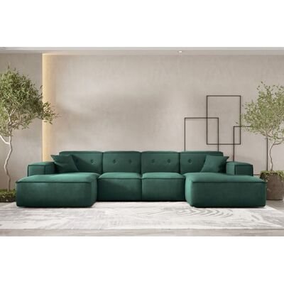 Fun Möbel Wohnlandschaft Sofa U-Form CESINA in Stoff Opera Velvet Grün Fun Möbel Wohnlandschaft Sofa U-Form CESINA in Stoff Opera Velvet Grün