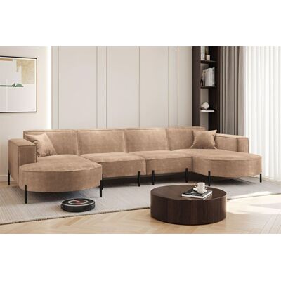Fun Möbel Wohnlandschaft U-Form Sofa VALENCIA XL in Stoff Noel Beige Fun Möbel Wohnlandschaft U-Form Sofa VALENCIA XL in Stoff Noel Beige